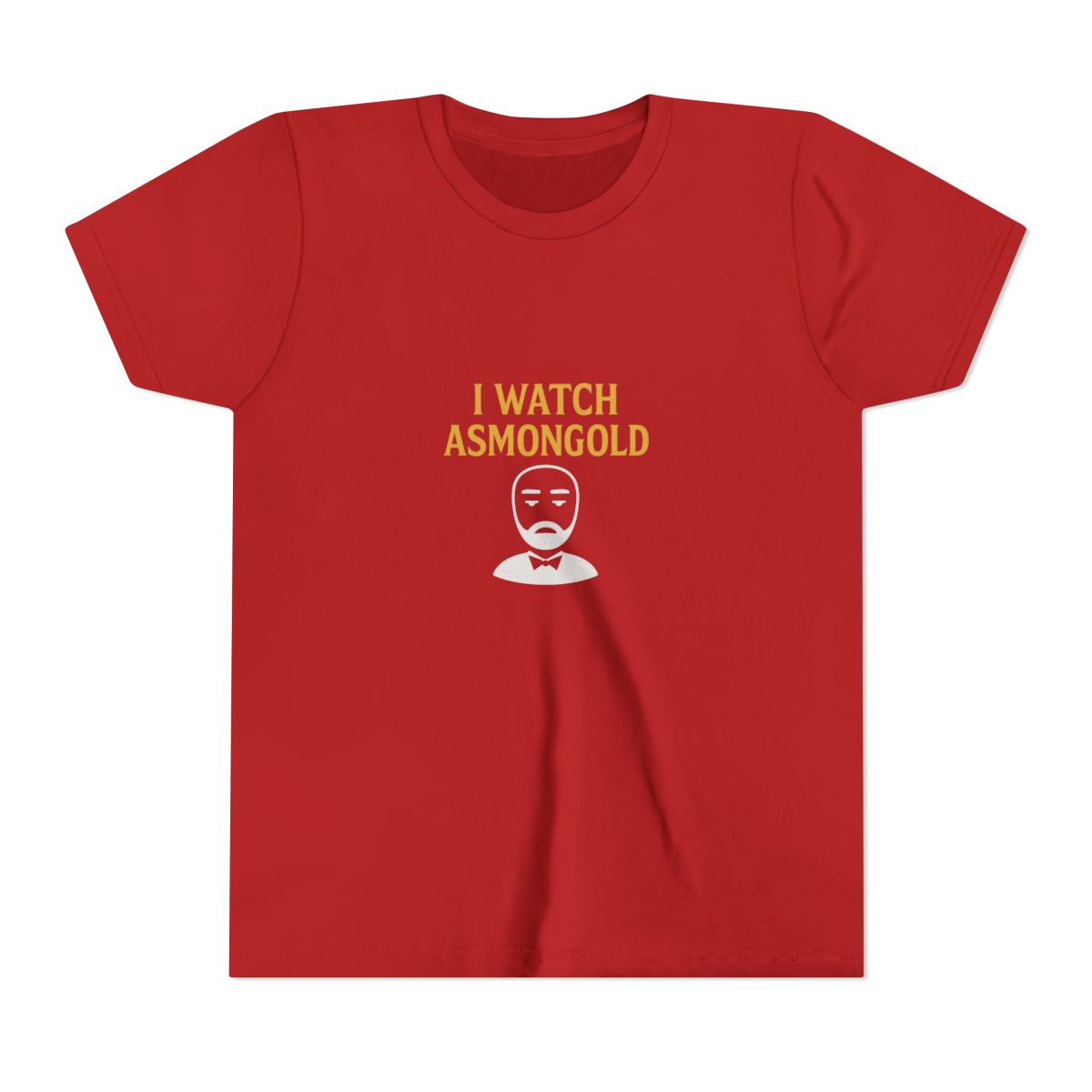 I Watch Asmongold Gold Text Cartoon Kids T-Shirt — official Asmongold T-Shirts